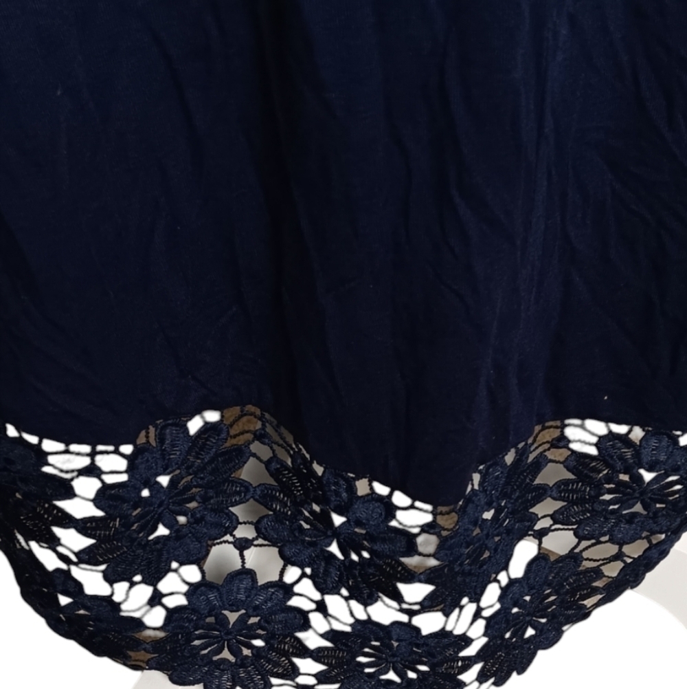 NWOT Nina Leonard Blue Pullover V-Neck Sleeveless Lace Flowy Pockets. … - Picture 3 of 6